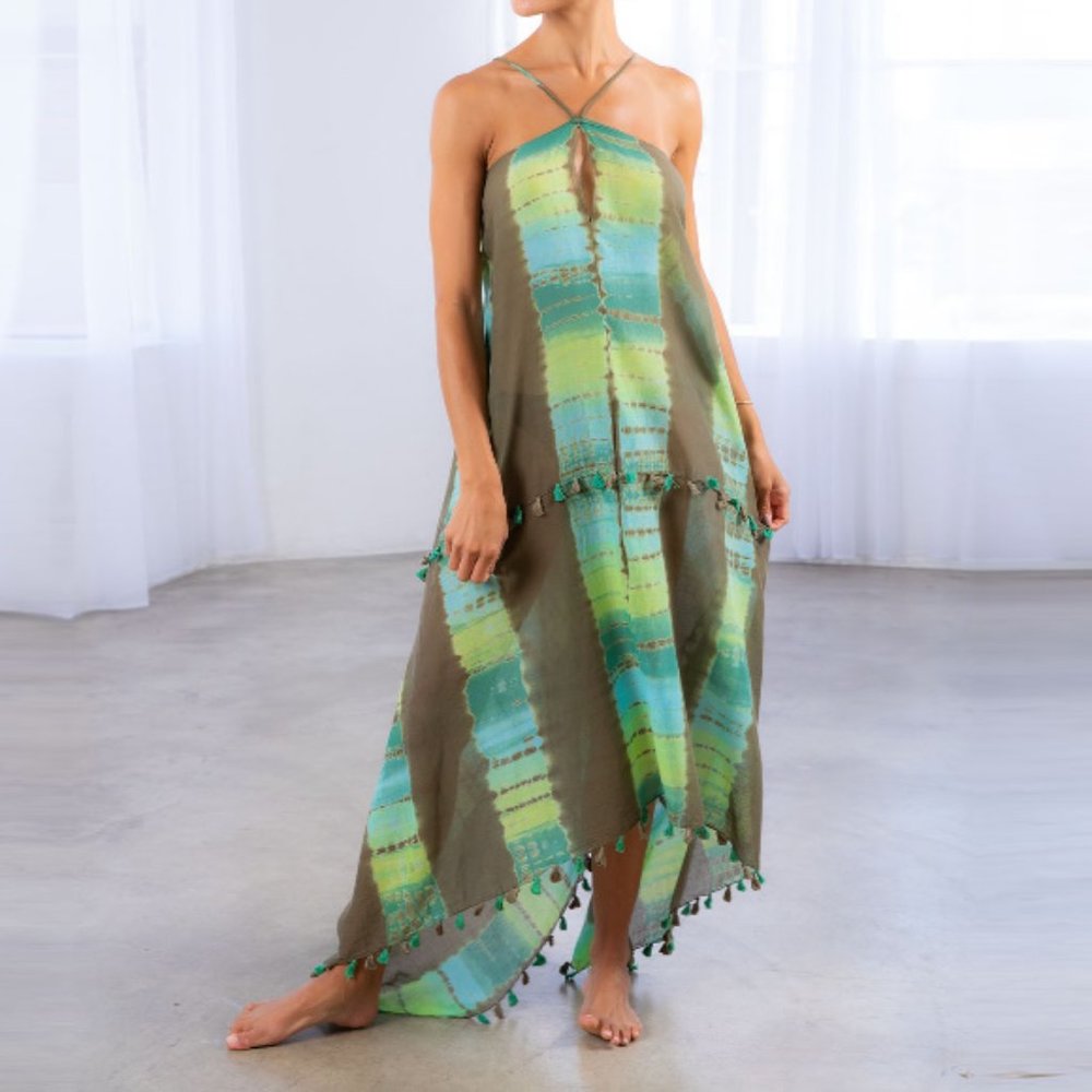 Moroccan Scarf Print Tie Handkerchief Maxi Dress | Sheer Boho Style Coverup
